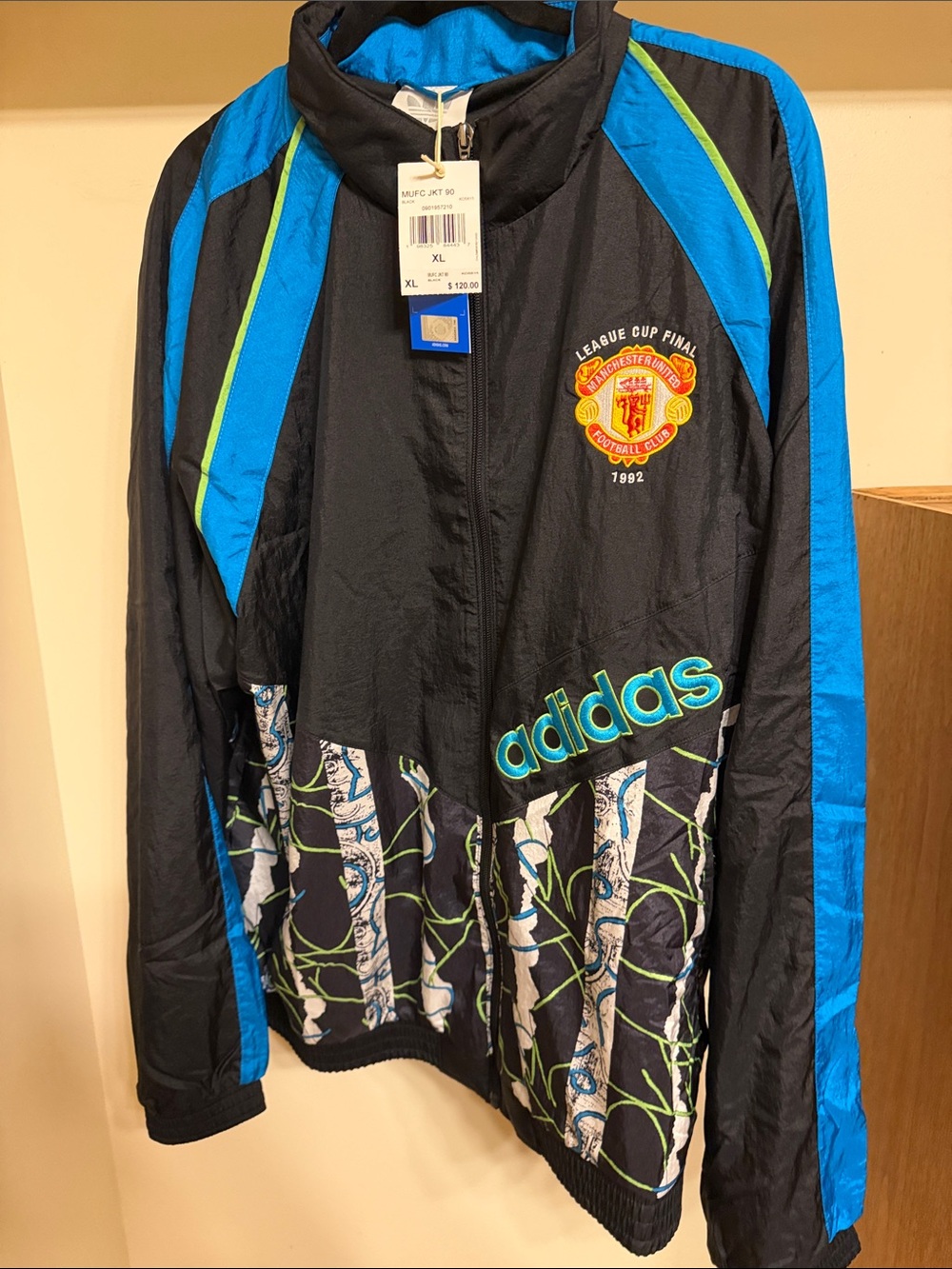 NWT Authentic adidas Manchester United 1992 League Cup Final Windbreaker Jacket